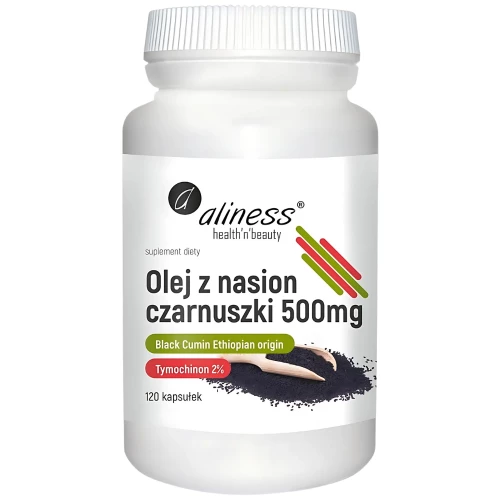 Aliness - Olej z nasion czarnuszki 2% 500 mg - 120 kapsułek Aliness - Olej z nasion czarnuszki 2% 500 mg - 120 kapsułek